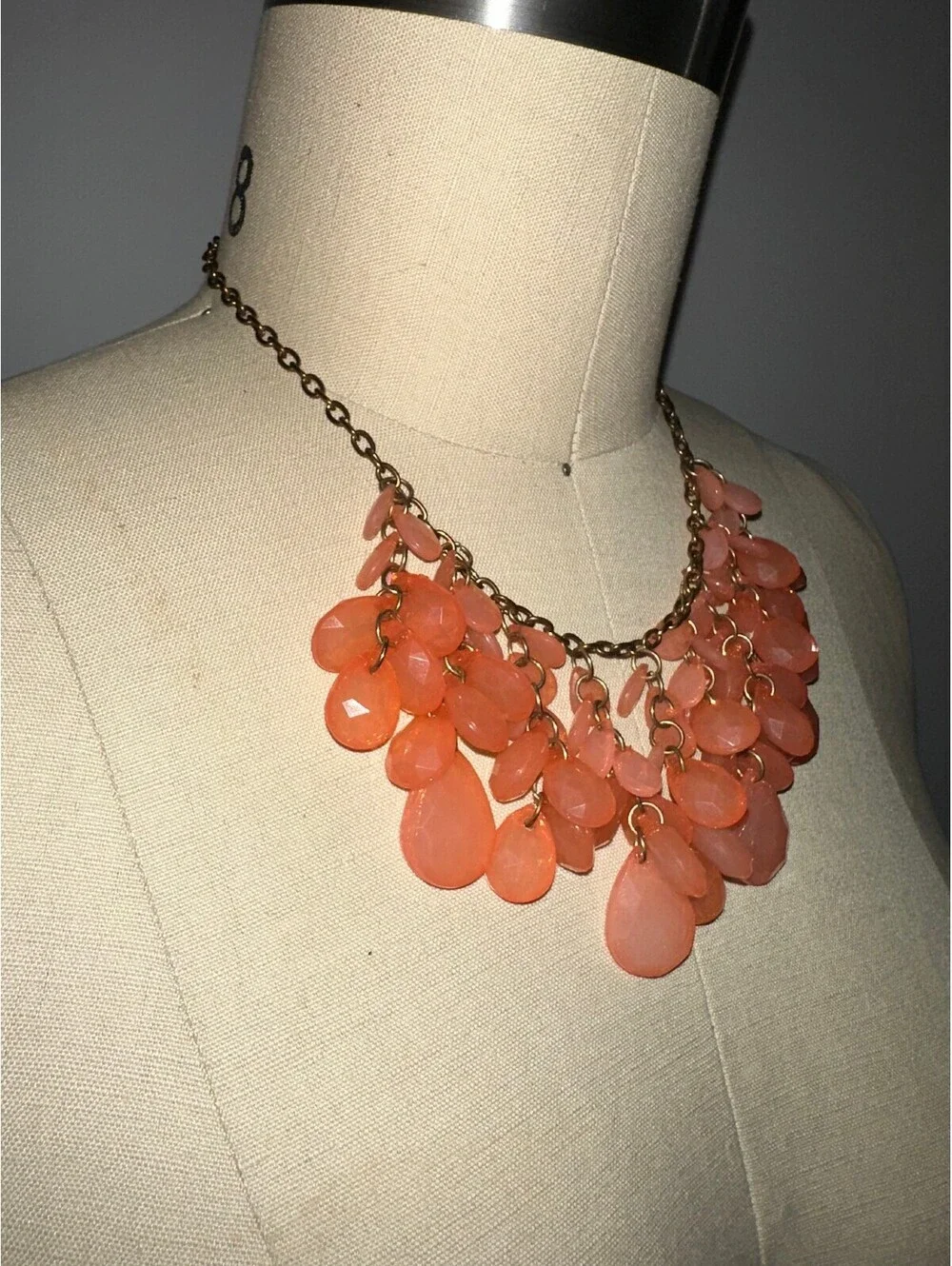 Coral Chunky Beaded Y2K Statement Style Necklace